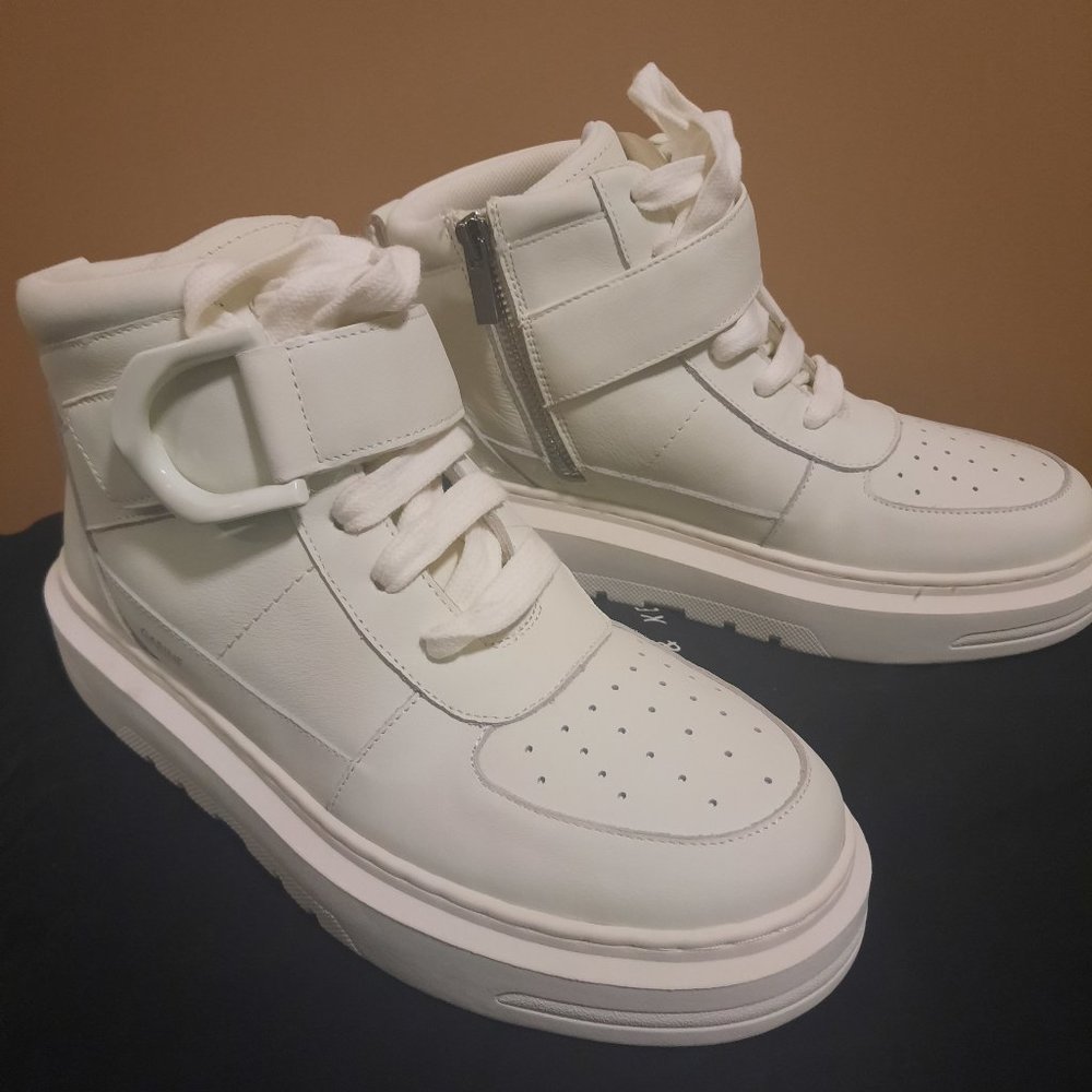 BRAND NEW Charles & Keith White Strap Platform Sneakers